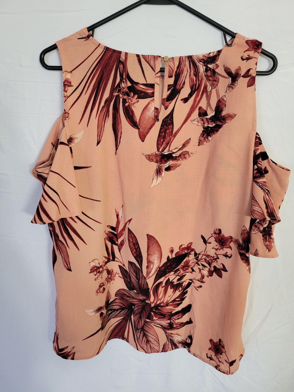 Liz Claiborne Blush Pink Floral Cold-Shoulder Blouse Size M